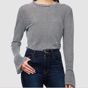 FRAME Striped Bell Sleeve Top